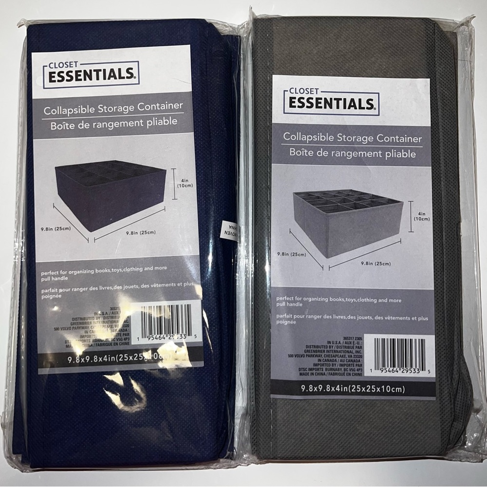 Collapsible Storage Container - Navy and Gray